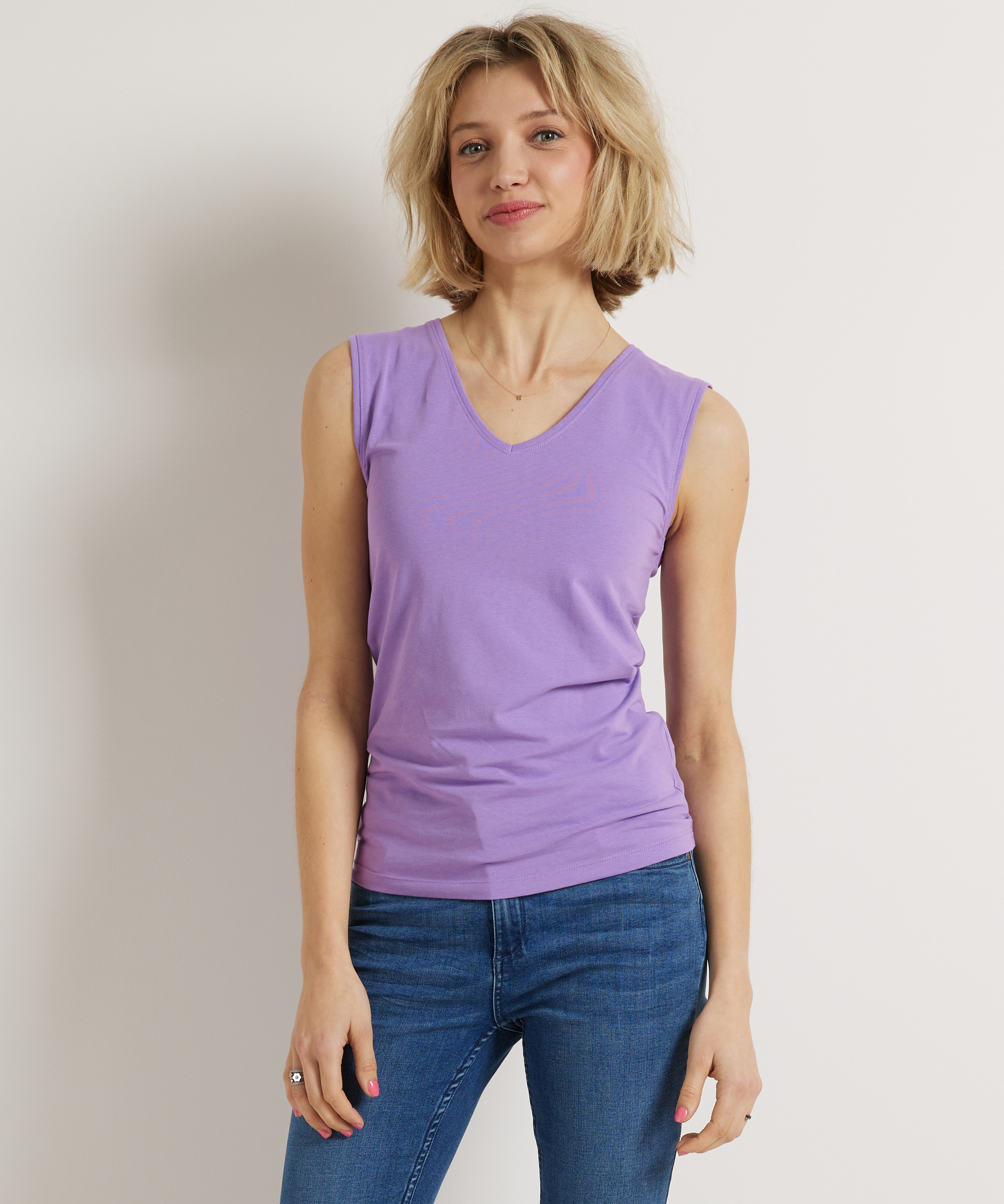 basic singlet v-hals paars
