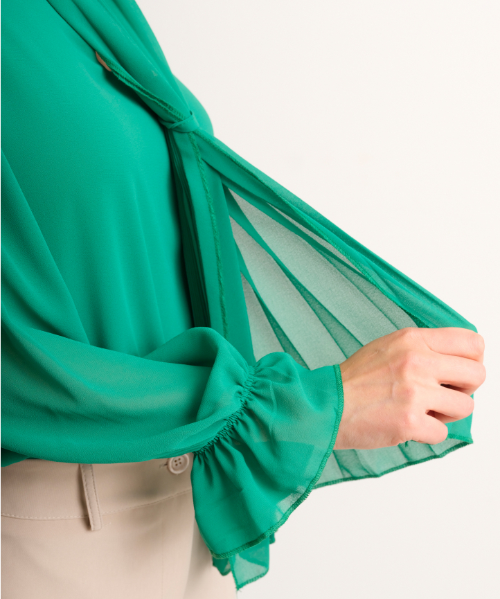 Gelovige bolvormig getuige blouse met plissé sjaal