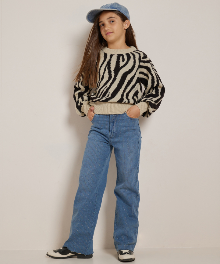 jacquard trui zebradessin