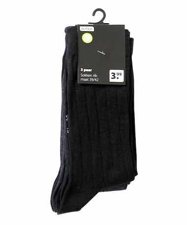3-pack sokken ribgebreid