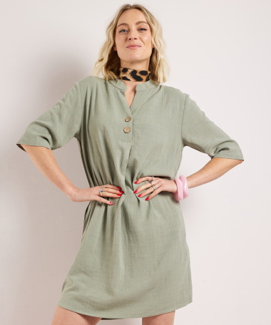 linnen jurk met knoopsluiting
