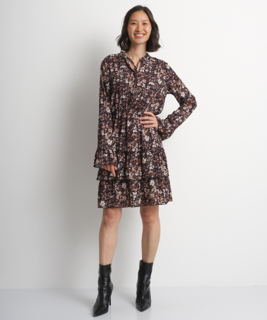 Jurk met strikkraag en bloemenprint