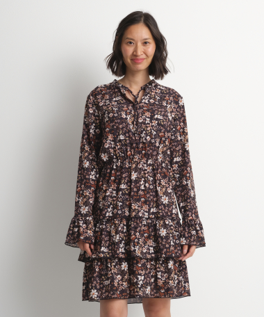 Jurk met strikkraag en bloemenprint
