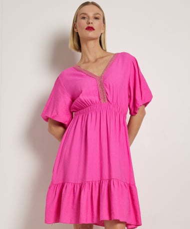 uni viscose jurk kort