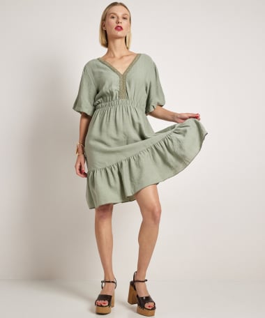 uni viscose jurk kort