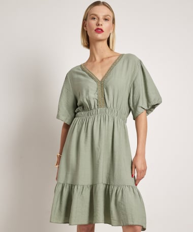 uni viscose jurk kort