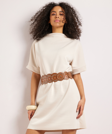 t-shirt jurk scuba met riem