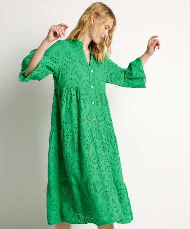 lange broderie jurk