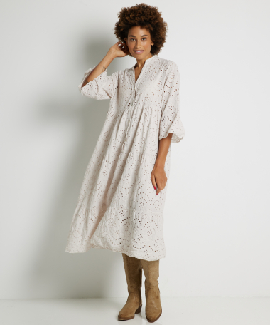 lange broderie jurk