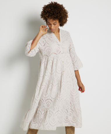 lange broderie jurk