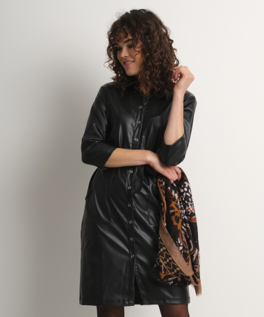 Jurk met lederlook glans