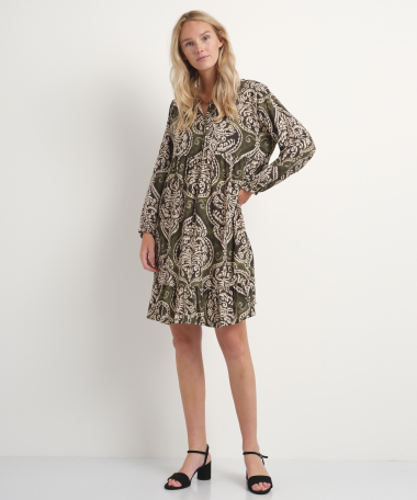 Wijde jurk met oosterse print