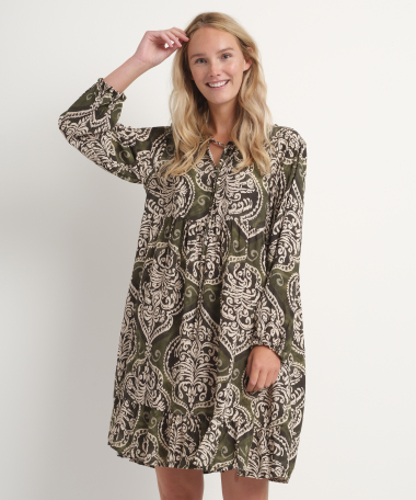 Wijde jurk met oosterse print