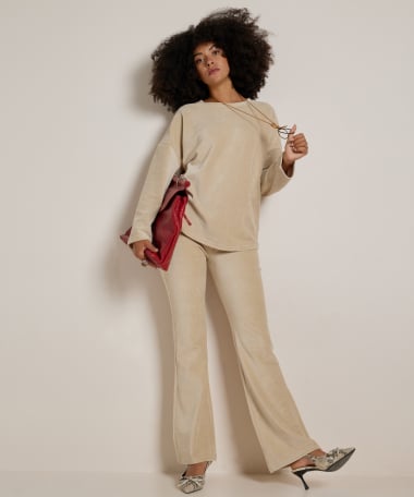 flared fit broek rib velvet