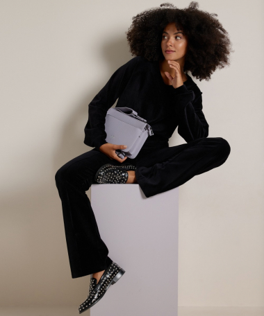 flared fit broek rib velvet naad