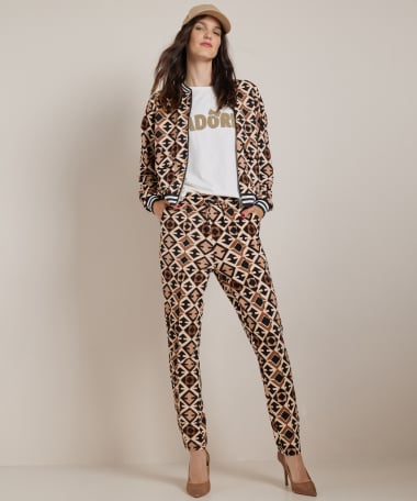slim fit broek met all-over print
