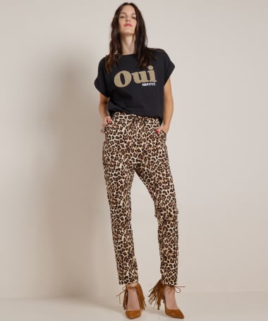 slim fit broek met all-over print
