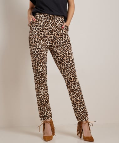 slim fit broek met all-over print