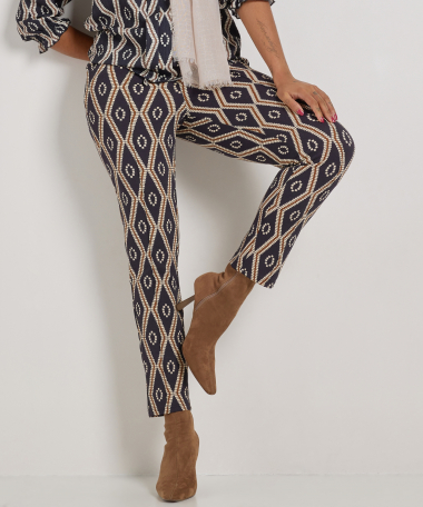 slim fit jersey broek met print