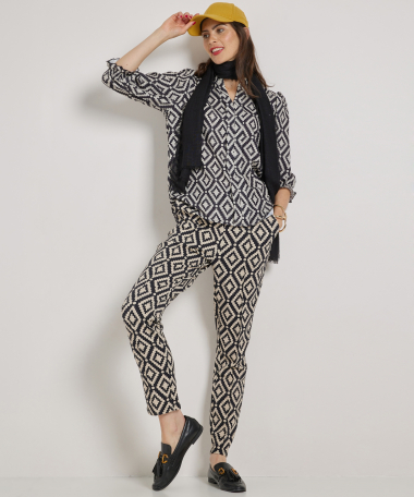 slim fit jersey broek met print