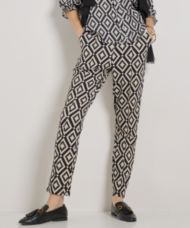 slim fit jersey broek met print