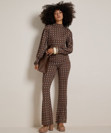 flared fit broek met print