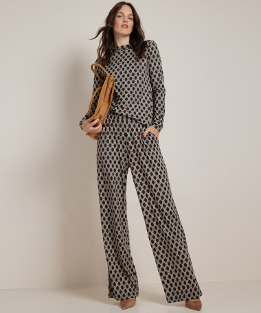wide fit broek met all-over print