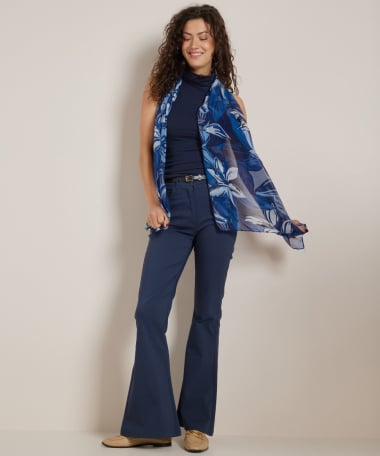 uni flared fit broek met riem