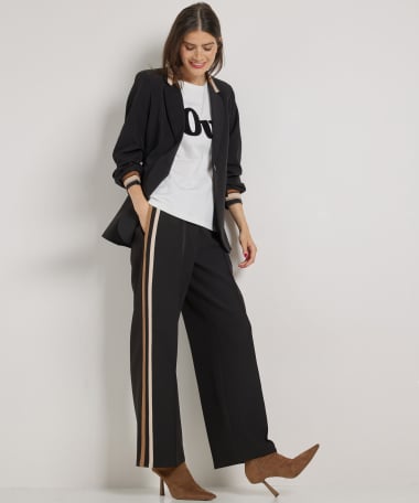 wide fit broek met strepen