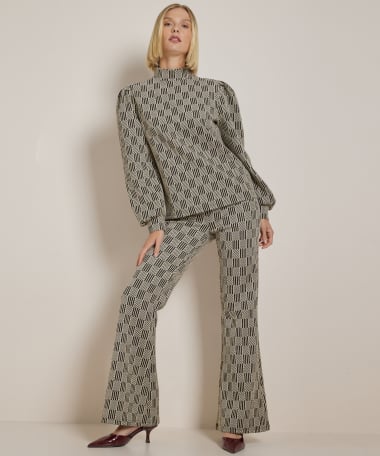 flared fit broek jacquard