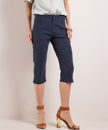 straight fit stretch twill capri broek