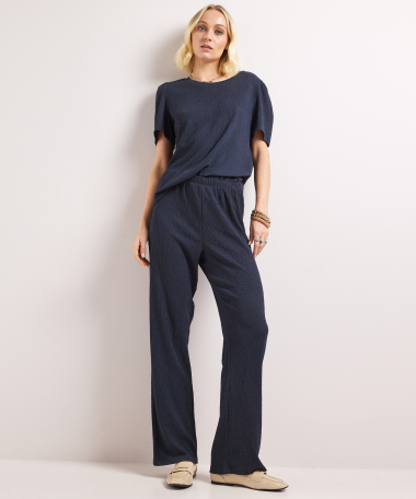 wide fit broek uni crinkle