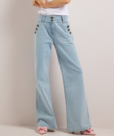 wide fit stretch jeans knopen