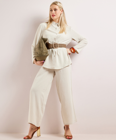 wide fit broek uni met koordje