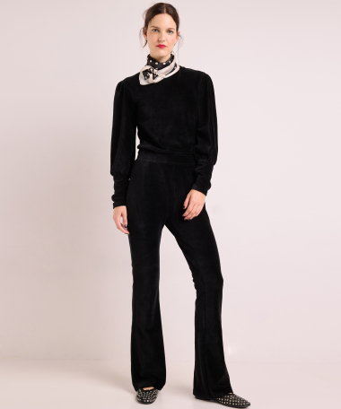 rib velvet flared fit broek