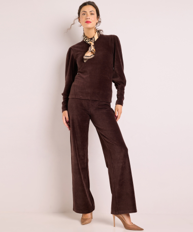 rib velvet wide fit broek