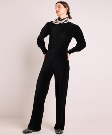 rib velvet wide fit broek