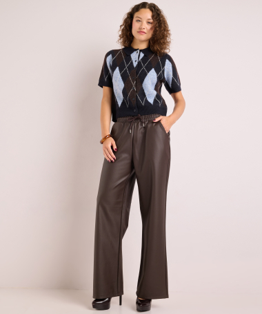 wide fit broek lederlook