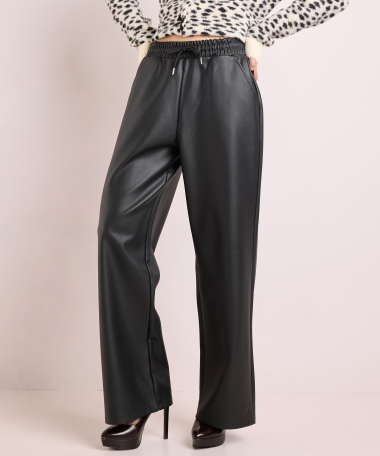 wide fit broek lederlook