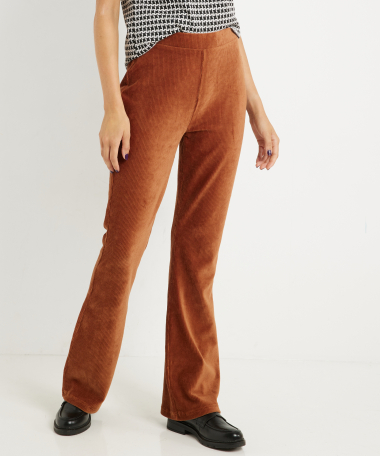 rib velvet flared broek