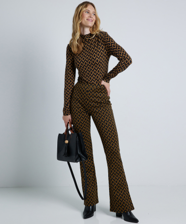 jacquard flared broek