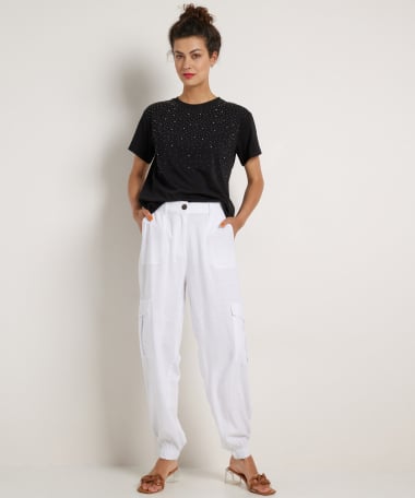 linnenlook loose fit broek cargo