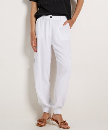 linnenlook loose fit broek cargo