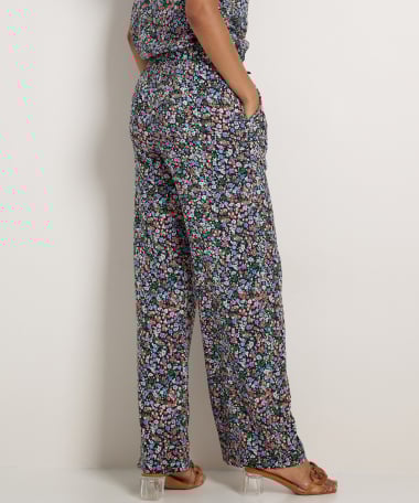 wide fit viscose broek met print