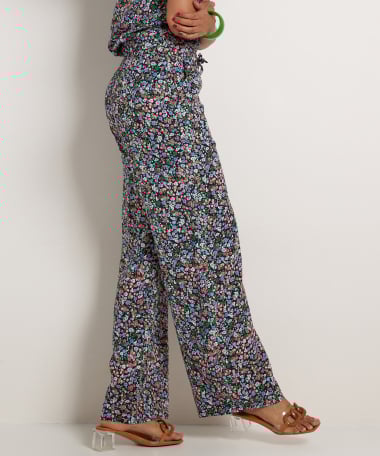 wide fit viscose broek met print
