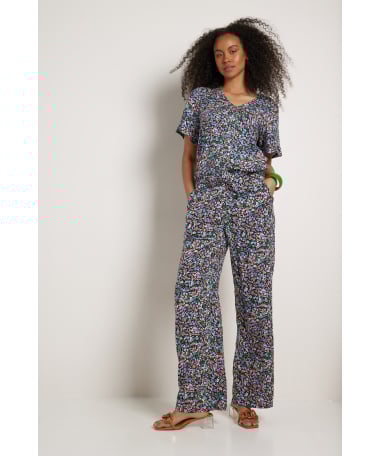 wide fit viscose broek met print