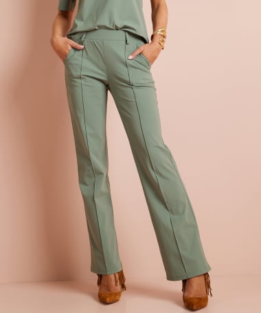 wide fit broek travelstof met naad