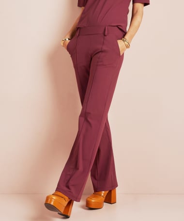 wide fit broek travelstof met naad