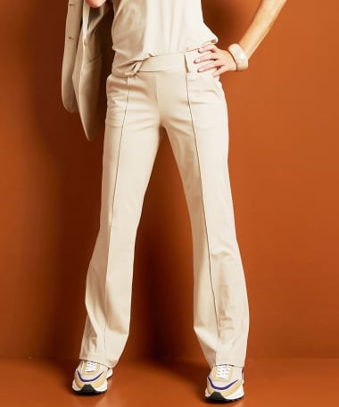 wide fit broek travelstof met naad