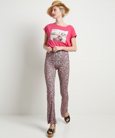 zachte flared broek bloemen